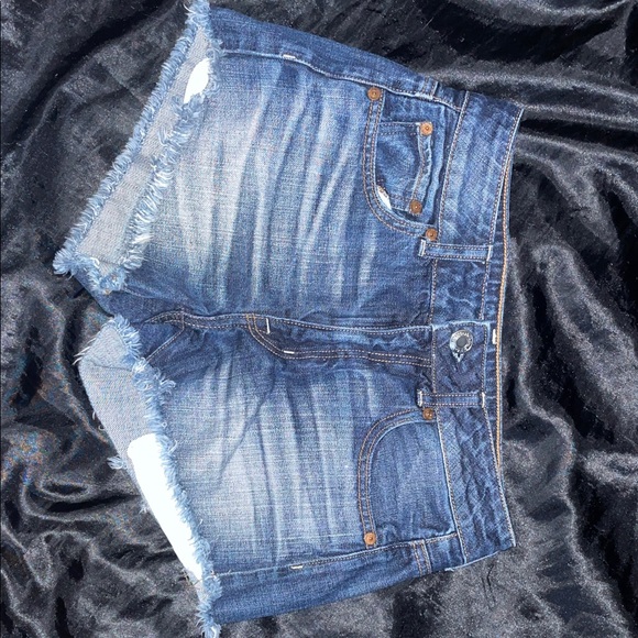 American Eagle Outfitters Pants - American Eagle Outfitters Blue Frayed Jean Shorts